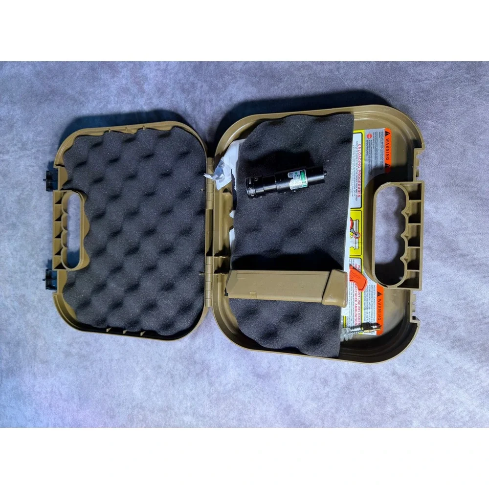 Glock 19X Hard Case Coyote Tan with Magazine Laser Sight and Cleaning Kit